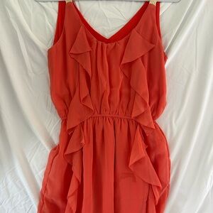 Salmon Ruffle Dress